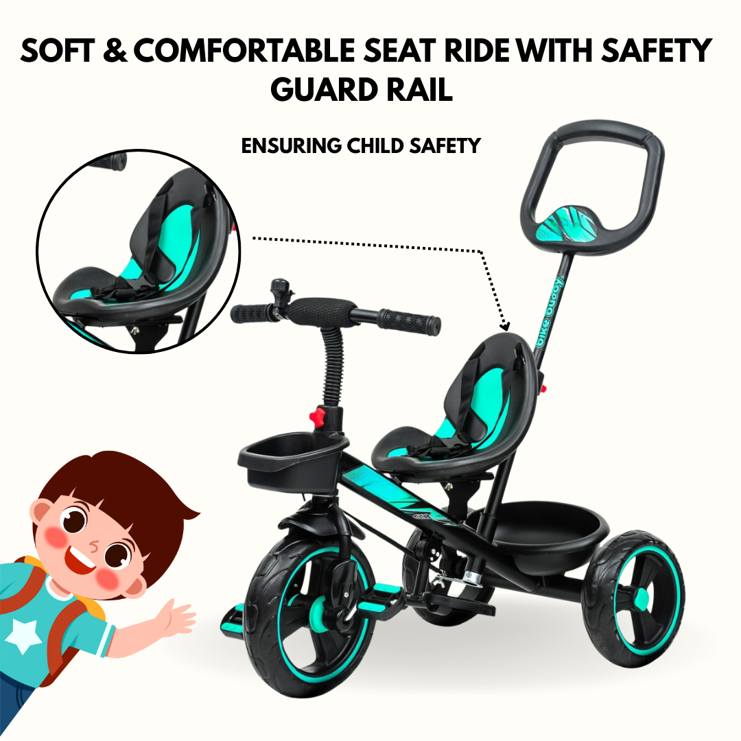 Keppz Kids Tricycle with Parental Control Handle  Foldable Baby Trike for 1.5 Years, with Storage Basket & Safety Belt. - Keppz