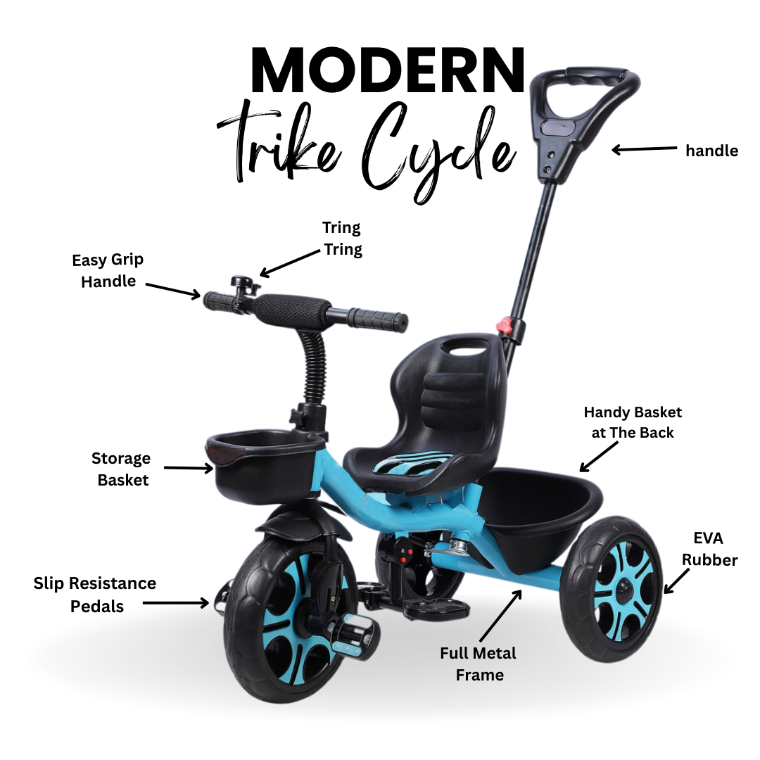 Keppz Lightweight Baby Tricycle with Push Handle and Storage Basket. - Keppz