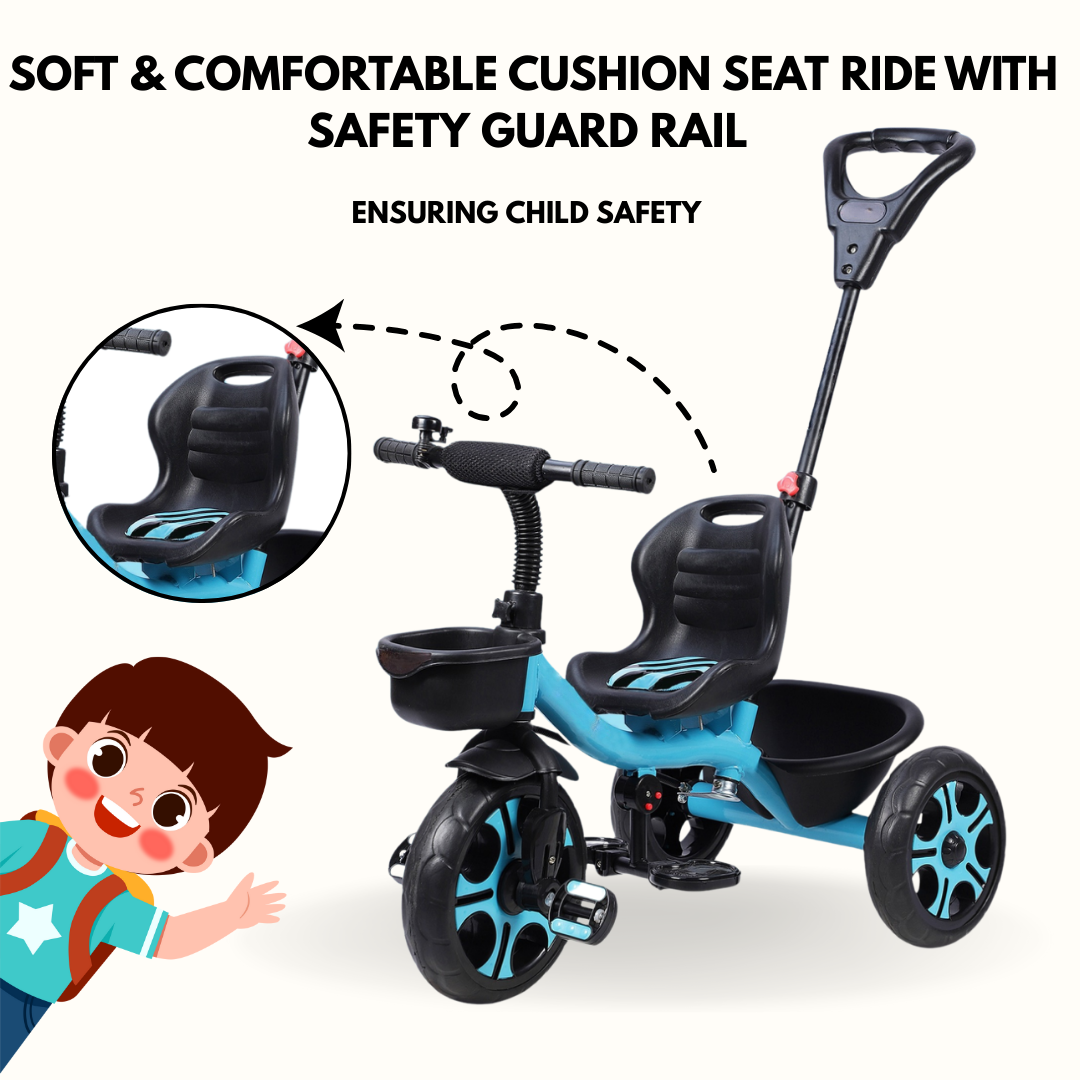 Keppz Lightweight Baby Tricycle with Push Handle and Storage Basket. - Keppz