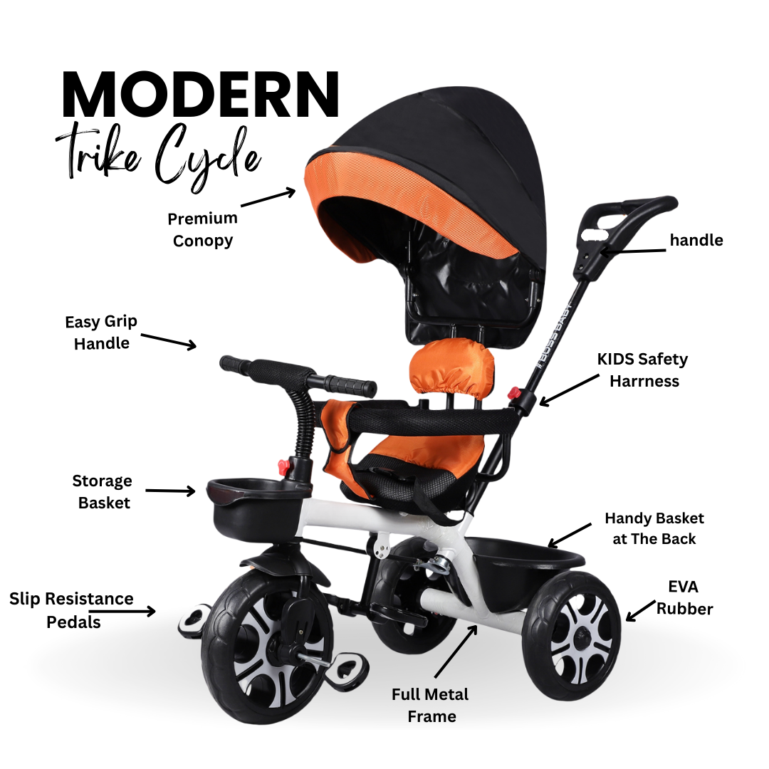 Keppz 3-in-1 Luxury Baby Trike with Canopy, Red & Black Tricycle - Keppz
