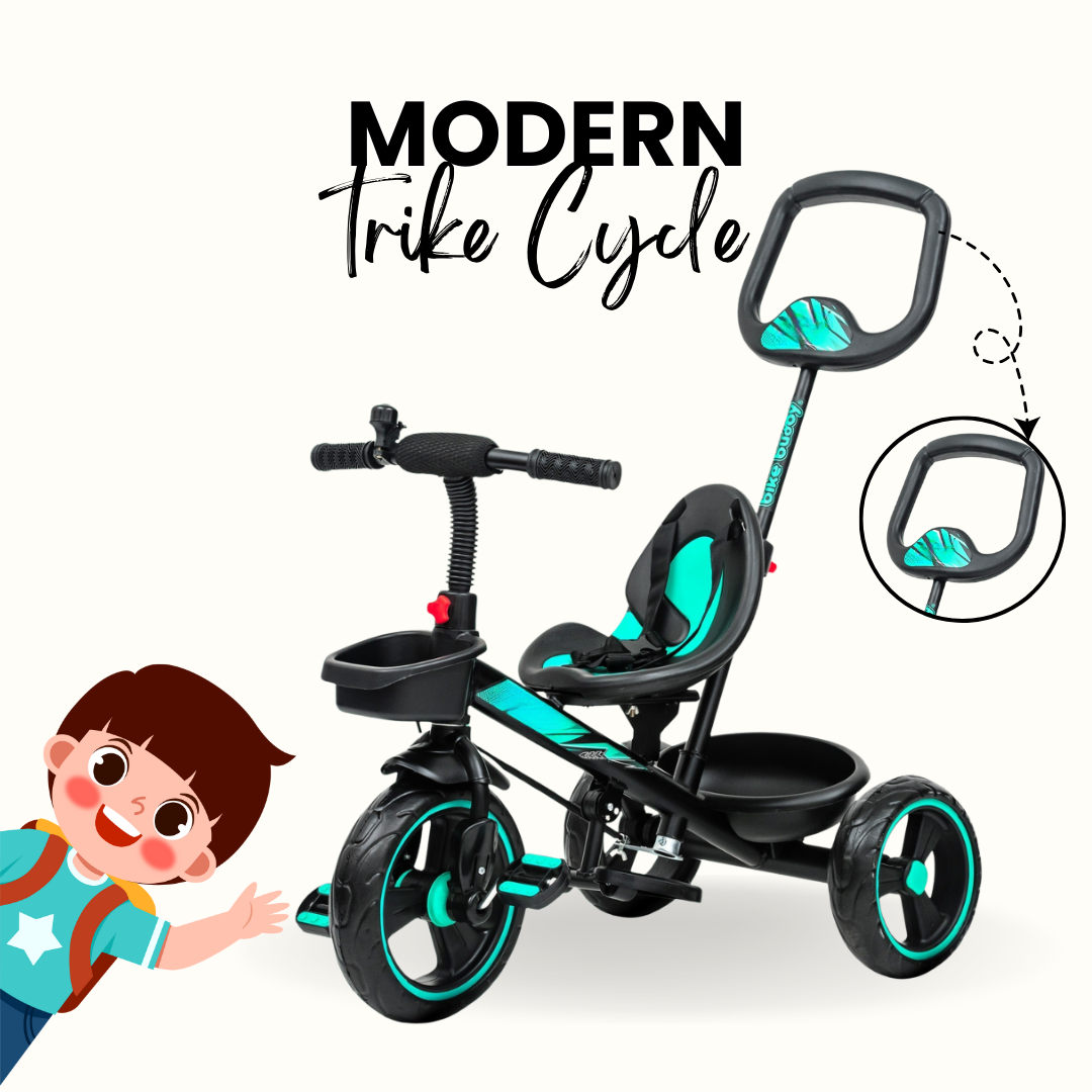Keppz Kids Tricycle with Parental Control Handle  Foldable Baby Trike for 1.5 Years, with Storage Basket & Safety Belt. - Keppz