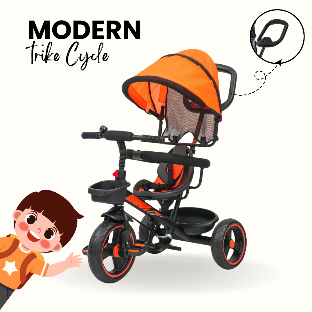 Keppz 4-in-1 Baby Tricycle with Canopy, Push Handle, Safety Harness, and Storage Basket. - Keppz