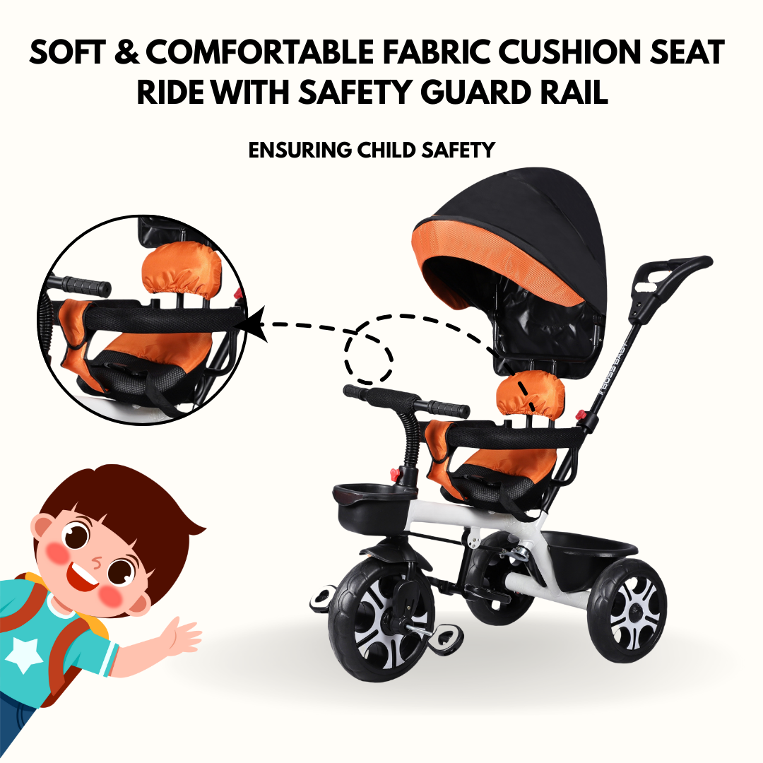 Keppz 3-in-1 Luxury Baby Trike with Canopy, Red & Black Tricycle - Keppz