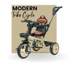 Keppz Baby Tricycle with Push Handle, Leather Seat, Safety Backrest, and Storage Basket  Beige - Keppz