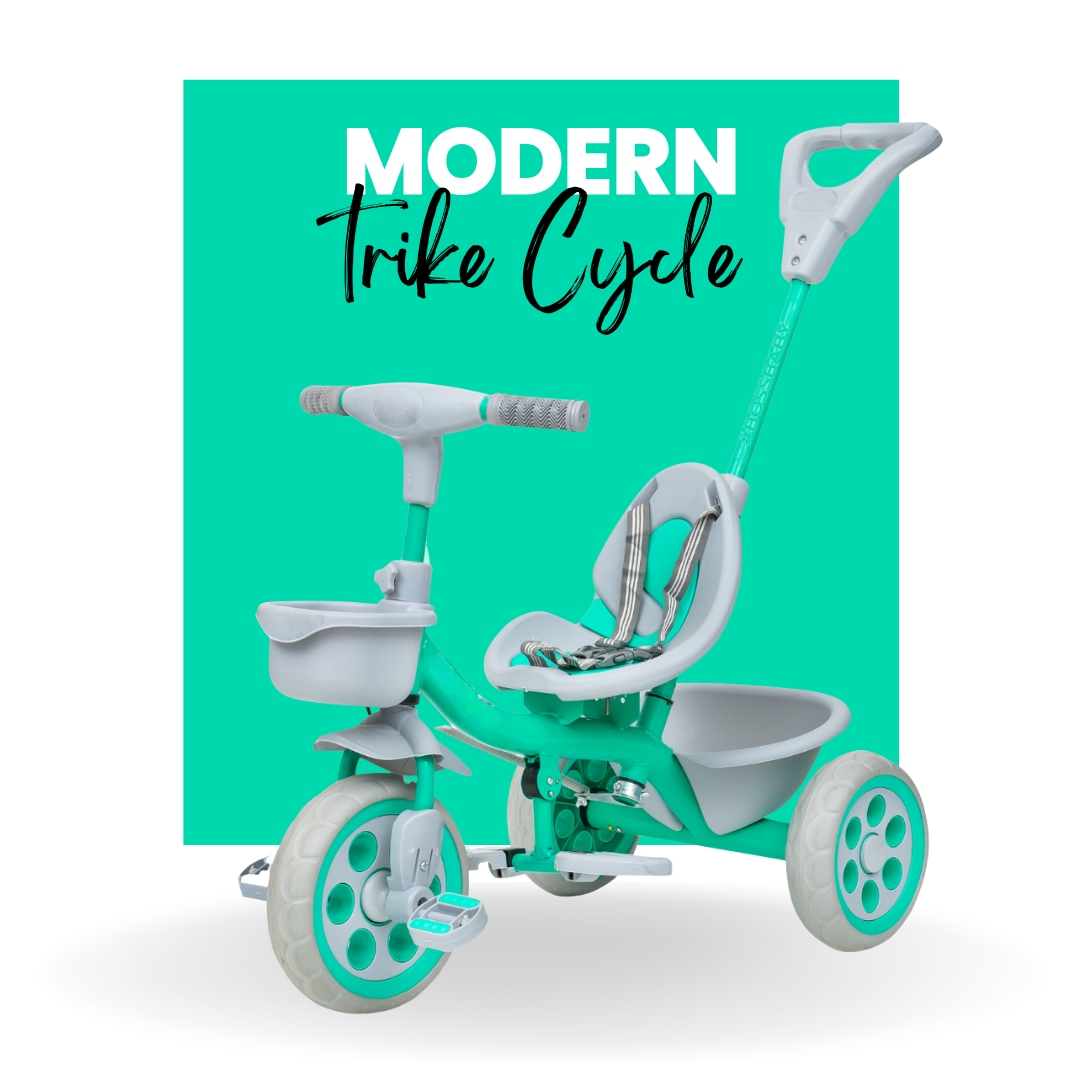 Keppz Compact Kids Tricycle with Push Handle & Seat Belt  Lightweight Baby Trike for 1.5 Years with Storage Basket. - Keppz
