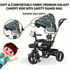 Keppz 4-in-1 Baby Tricycle with Headlight, Canopy, Safety Harness, and Push Handle.
