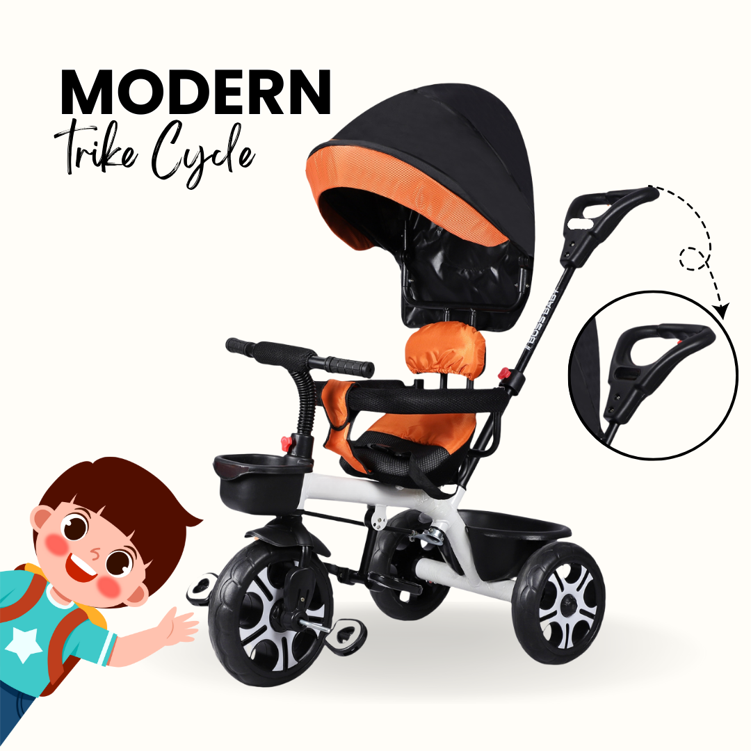 Keppz 3-in-1 Luxury Baby Trike with Canopy, Red & Black Tricycle - Keppz