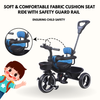 Keppz Cushioned Kids Tricycle with Backrest & Push Handle Baby Trike for 1.5 Years with Storage Basket & Safety Belt - Keppz