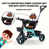 Keppz Baby Tricycle with Push Handle, Leather Seat, Safety Backrest, and Storage Basket  Beige - Keppz
