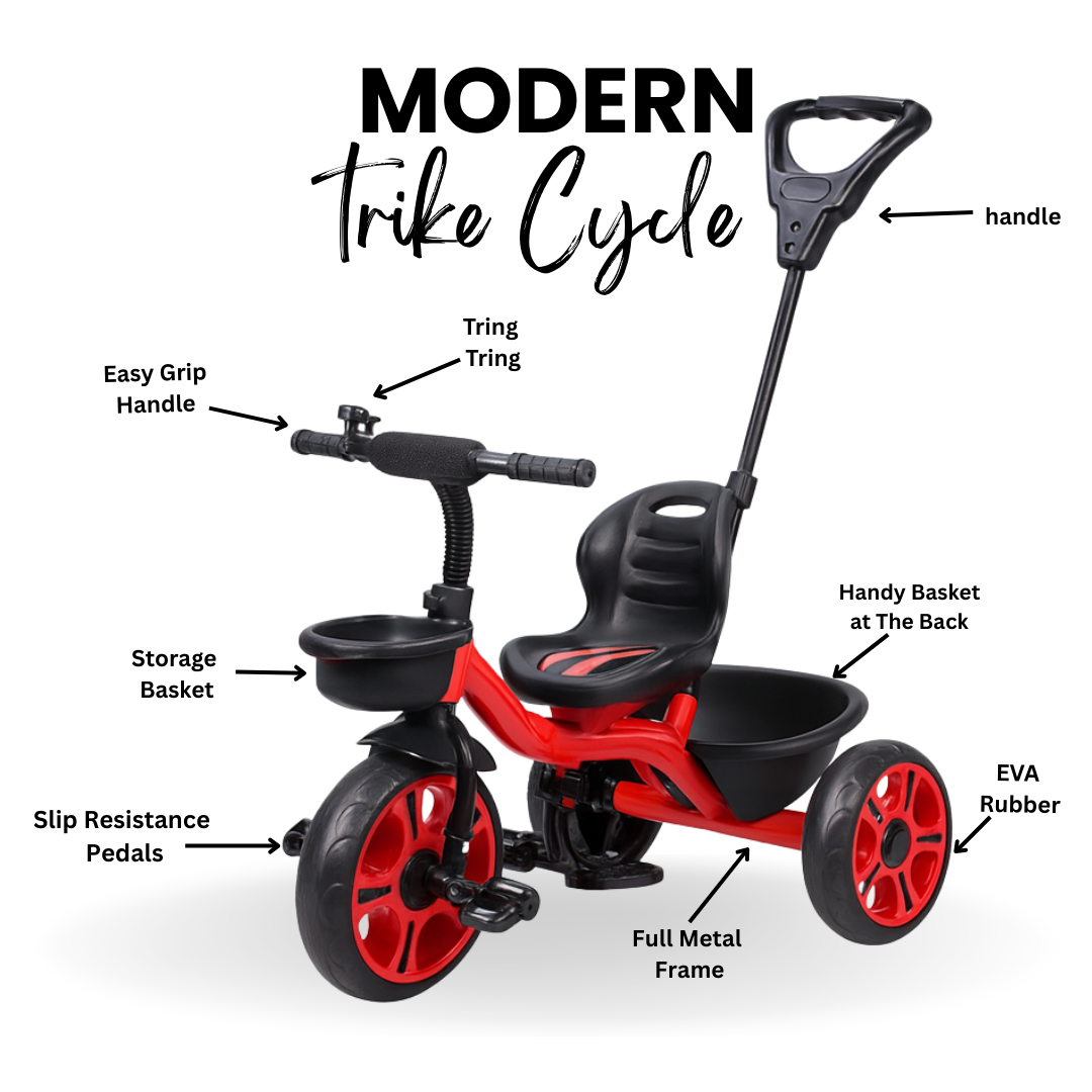 Keppz Lightweight Baby Tricycle with Push Handle and Storage Basket. - Keppz