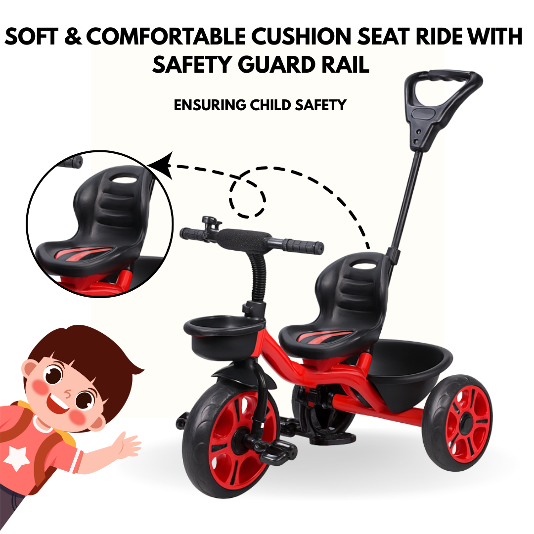 Keppz Lightweight Baby Tricycle with Push Handle and Storage Basket. - Keppz