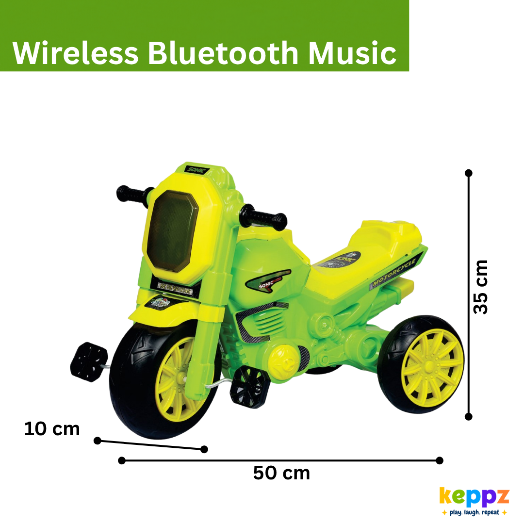Keppz Sonic Style Ride-On Motorcycle Tricycle with Pedals for Kids. - Keppz