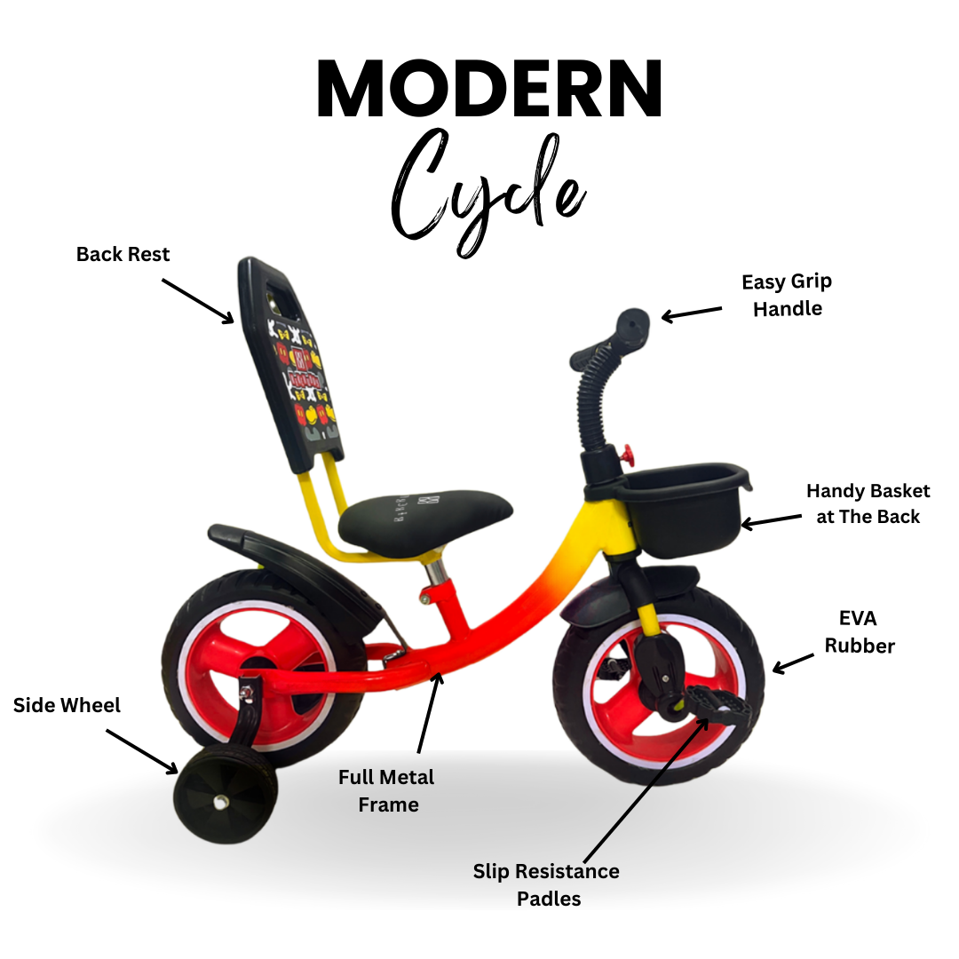 Keppz Boom Ride Kid s Tricycle with Backrest & Side Wheels Gradient. - Keppz