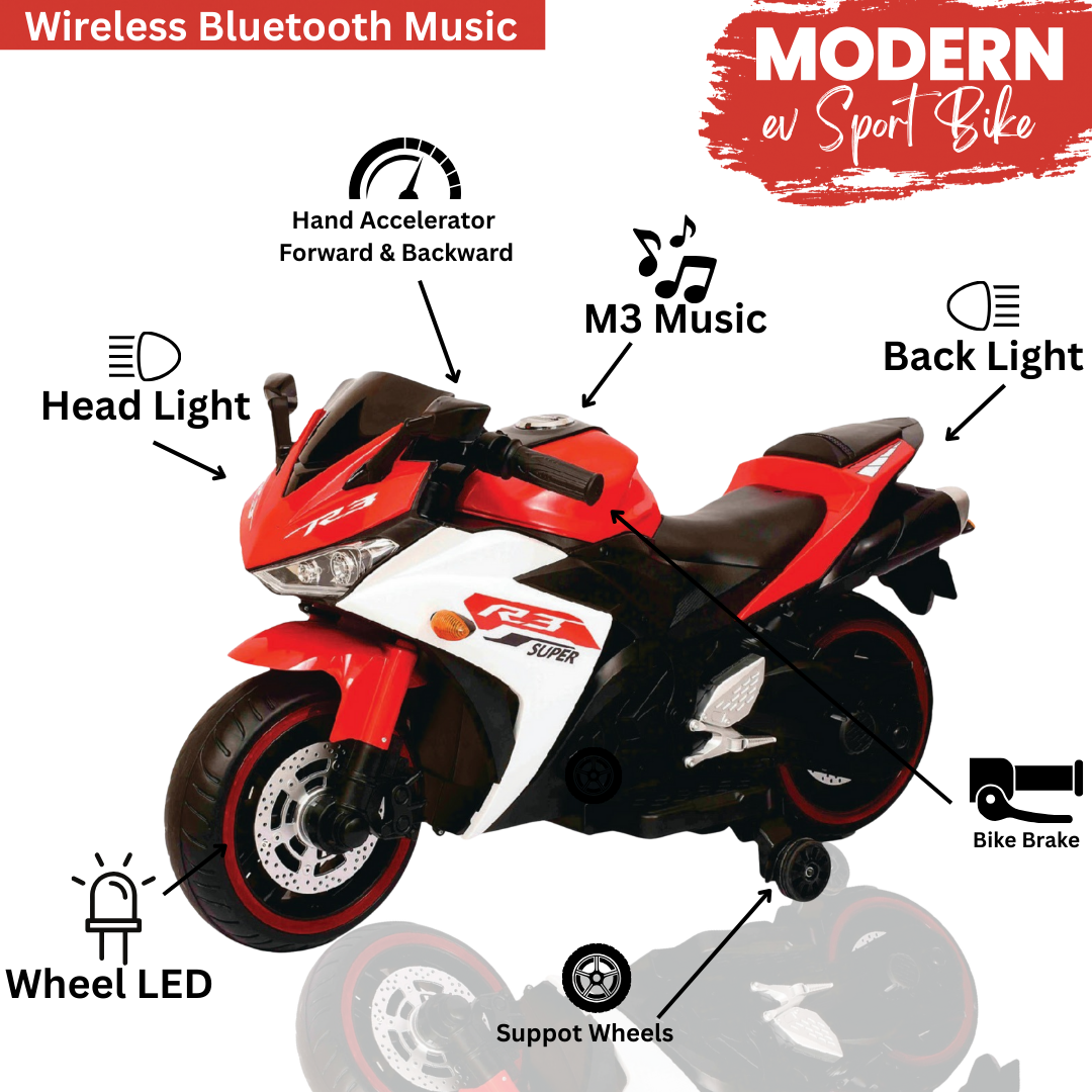 Keppz, Sports Ride-On Bike with Music, LED Lights, and Support Wheels  R3 Design. - Keppz