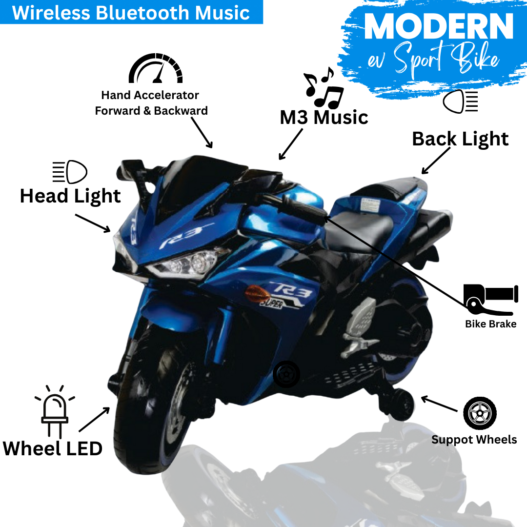 Keppz, Sports Ride-On Bike with Music, LED Lights, and Support Wheels  R3 Design. - Keppz