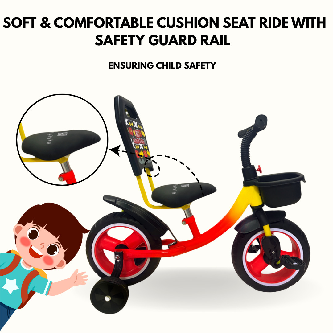 Keppz Boom Ride Kid s Tricycle with Backrest & Side Wheels Gradient. - Keppz