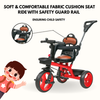 Keppz Baby Tricycle with Push Handle, Leather Seat, Safety Backrest, and Storage Basket  Beige - Keppz