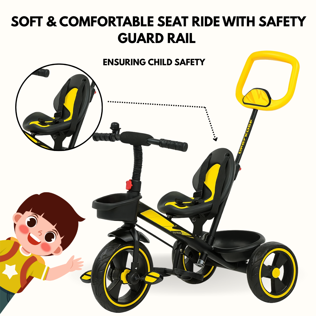 Keppz Kids Tricycle with Parental Control Handle  Foldable Baby Trike for 1.5 Years, with Storage Basket & Safety Belt. - Keppz