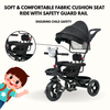 Keppz 4-in-1 Baby Tricycle with Headlight, Canopy, Safety Harness, and Push Handle.