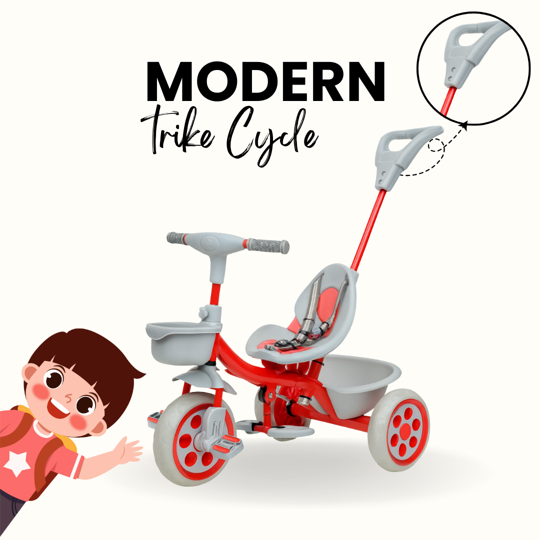 Keppz Compact Kids Tricycle with Push Handle & Seat Belt  Lightweight Baby Trike for 1.5 Years with Storage Basket. - Keppz