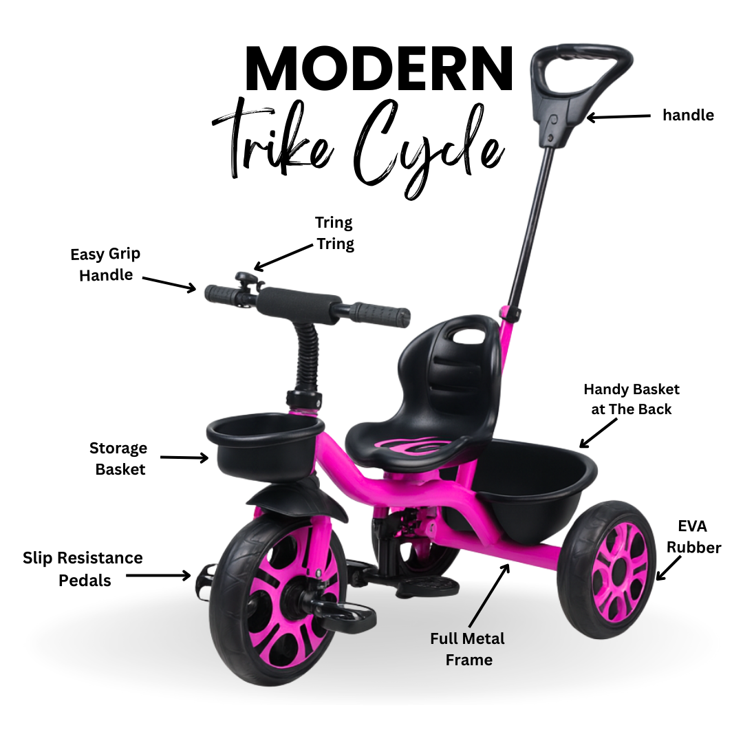 Keppz Lightweight Baby Tricycle with Push Handle and Storage Basket. - Keppz