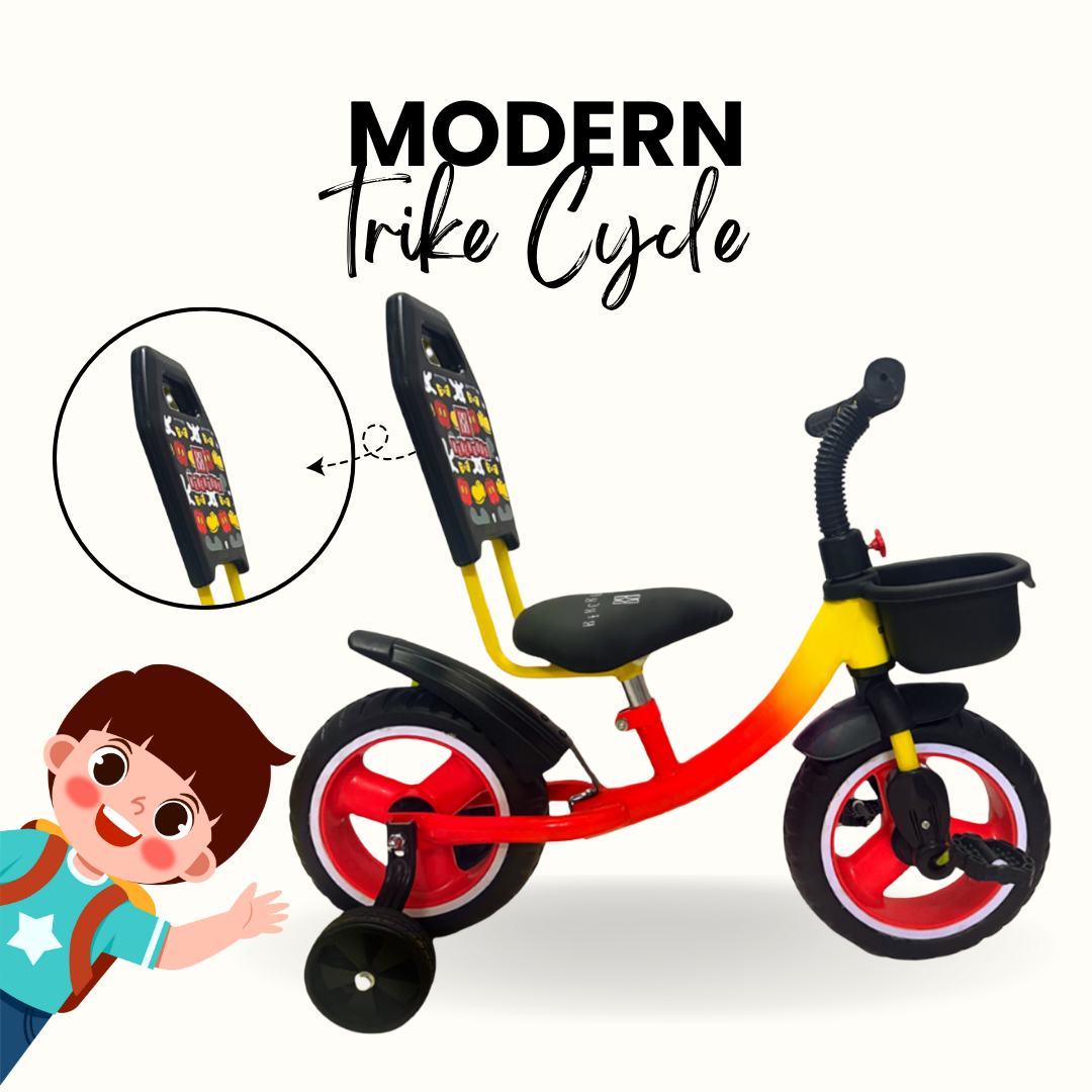Keppz Boom Ride Kid s Tricycle with Backrest & Side Wheels Gradient. - Keppz