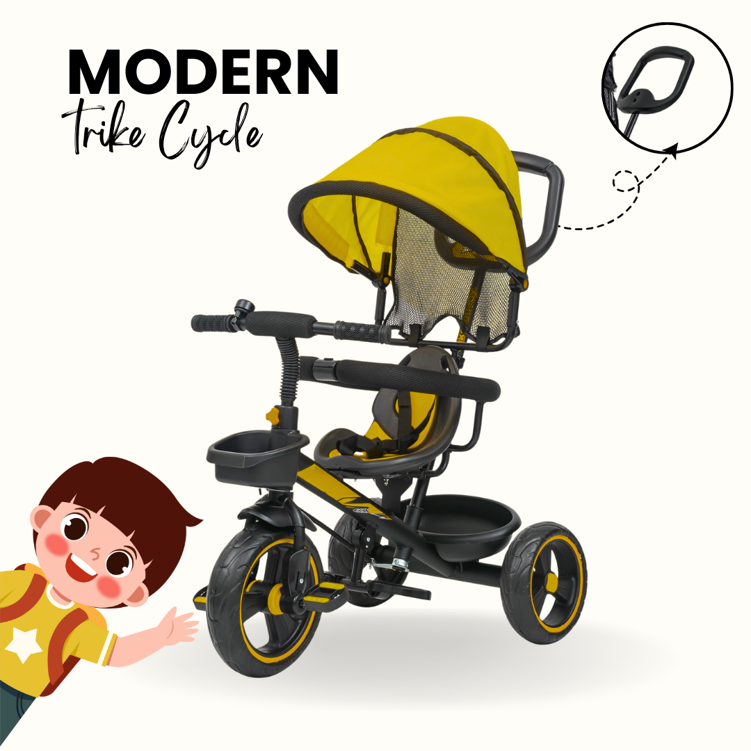 Keppz 4-in-1 Baby Tricycle with Canopy, Push Handle, Safety Harness, and Storage Basket. - Keppz
