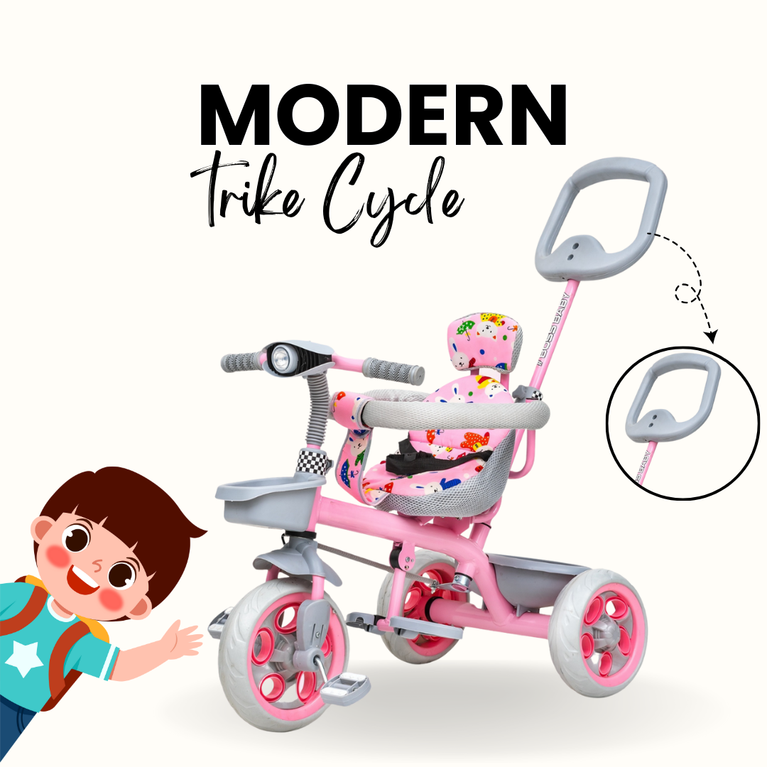 Keppz Cute Baby Tricycle for Kids  Adjustable Handle, Storage Basket & Cushioned Seat - Keppz