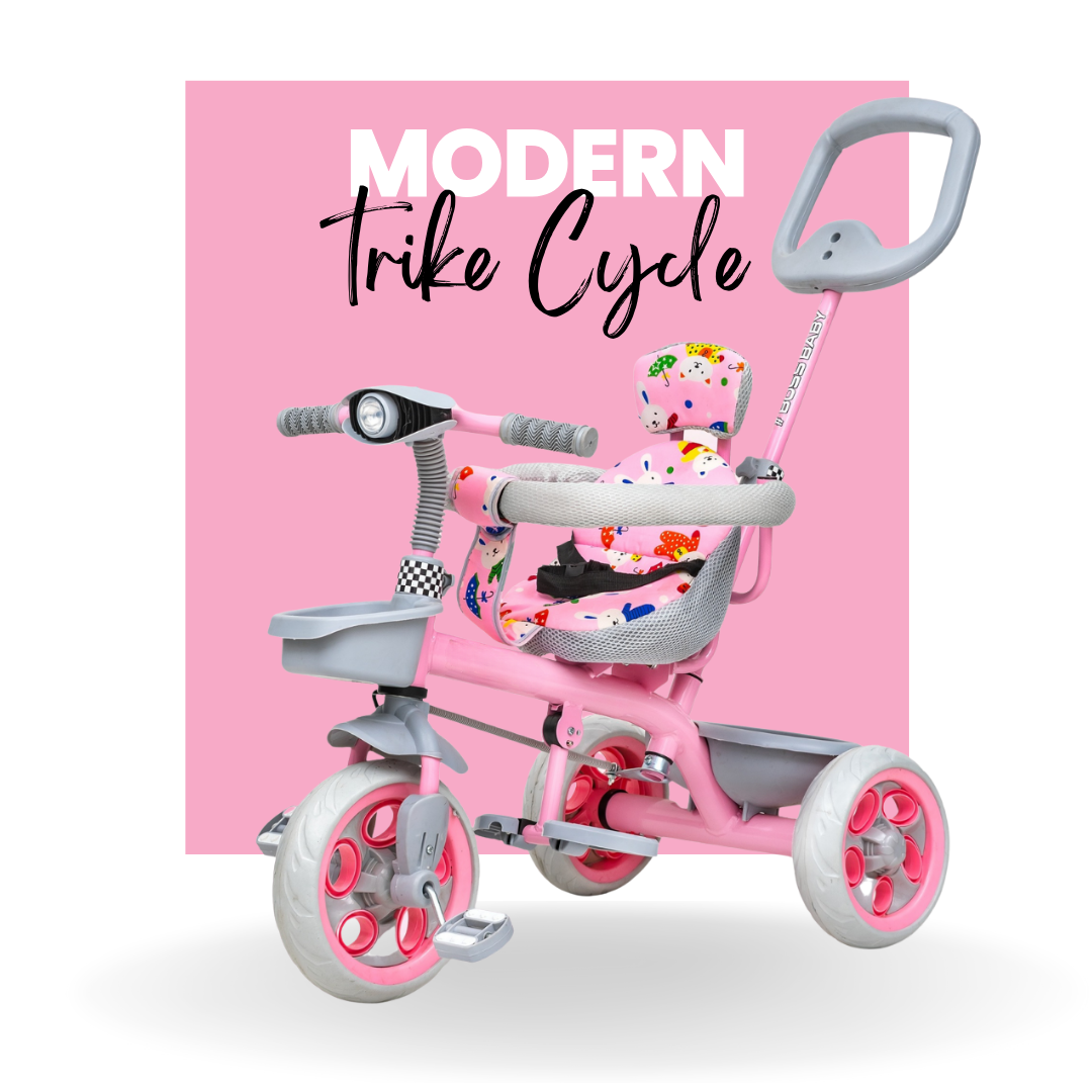 Keppz Cute Baby Tricycle for Kids  Adjustable Handle, Storage Basket & Cushioned Seat - Keppz
