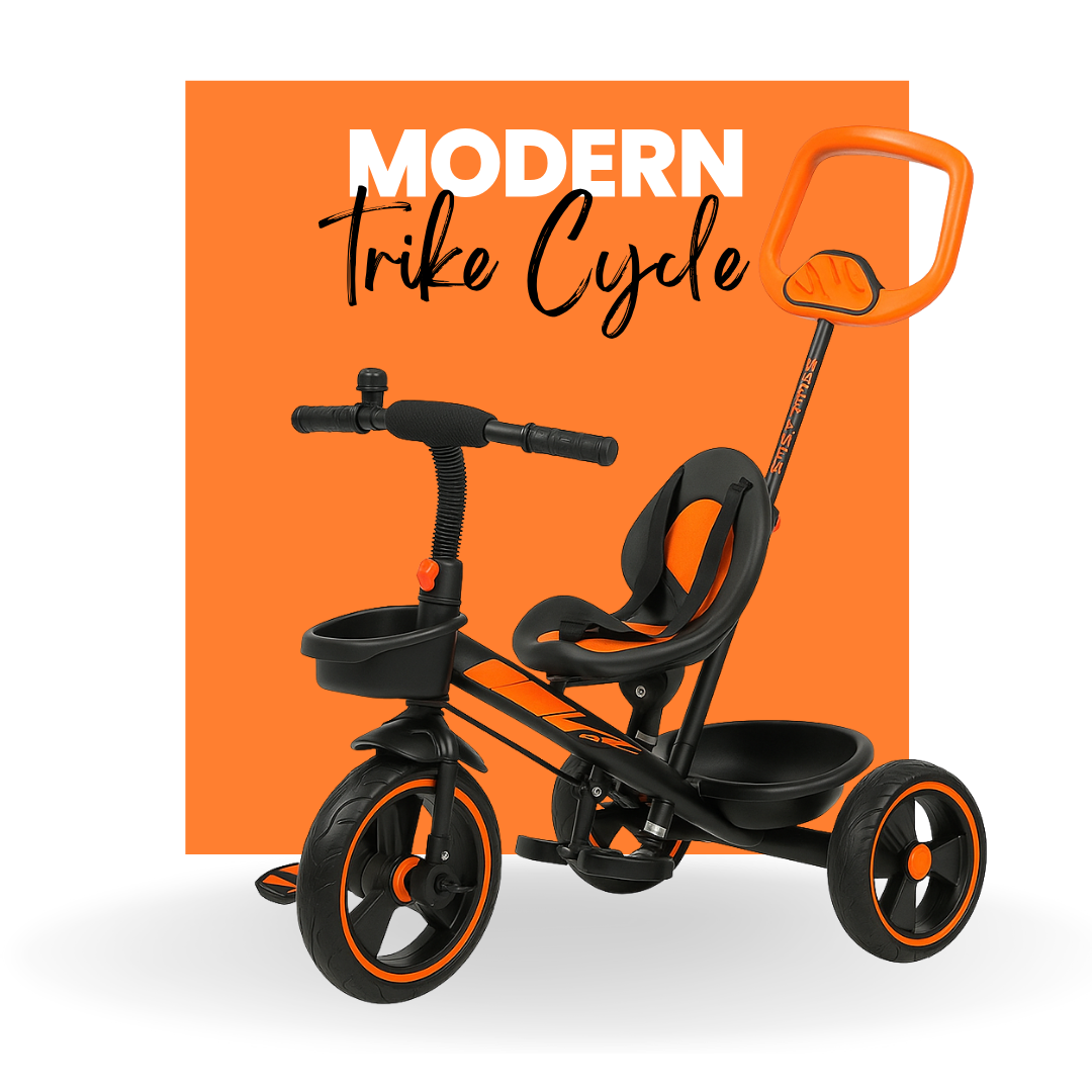 Keppz Kids Tricycle with Parental Control Handle  Foldable Baby Trike for 1.5 Years, with Storage Basket & Safety Belt. - Keppz