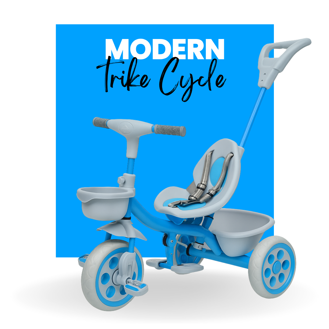 Keppz Compact Kids Tricycle with Push Handle & Seat Belt  Lightweight Baby Trike for 1.5 Years with Storage Basket. - Keppz