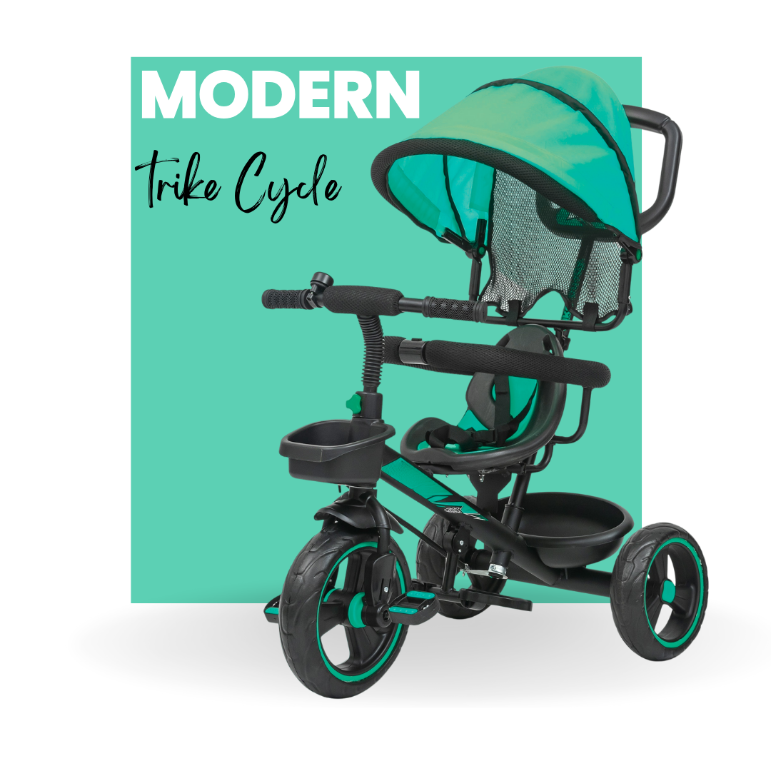 Keppz 4-in-1 Baby Tricycle with Canopy, Push Handle, Safety Harness, and Storage Basket. - Keppz