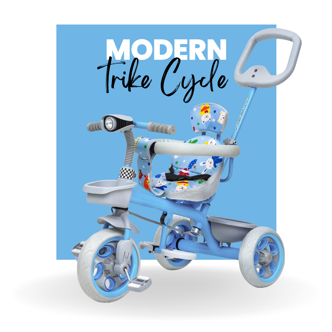 Keppz Cute Baby Tricycle for Kids  Adjustable Handle, Storage Basket & Cushioned Seat - Keppz