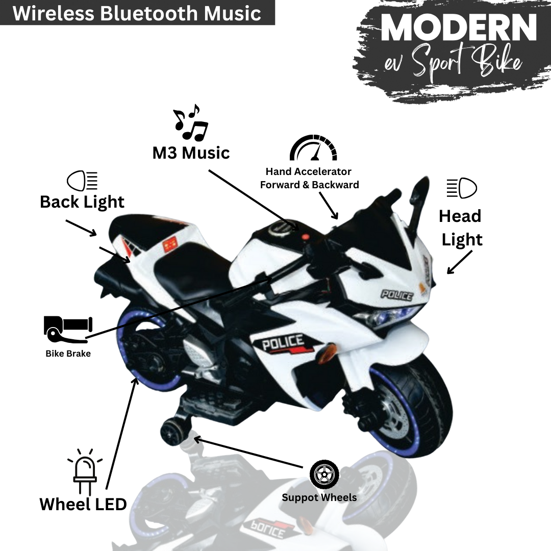 Keppz, Sports Ride-On Bike with Music, LED Lights, and Support Wheels  R3 Design. - Keppz
