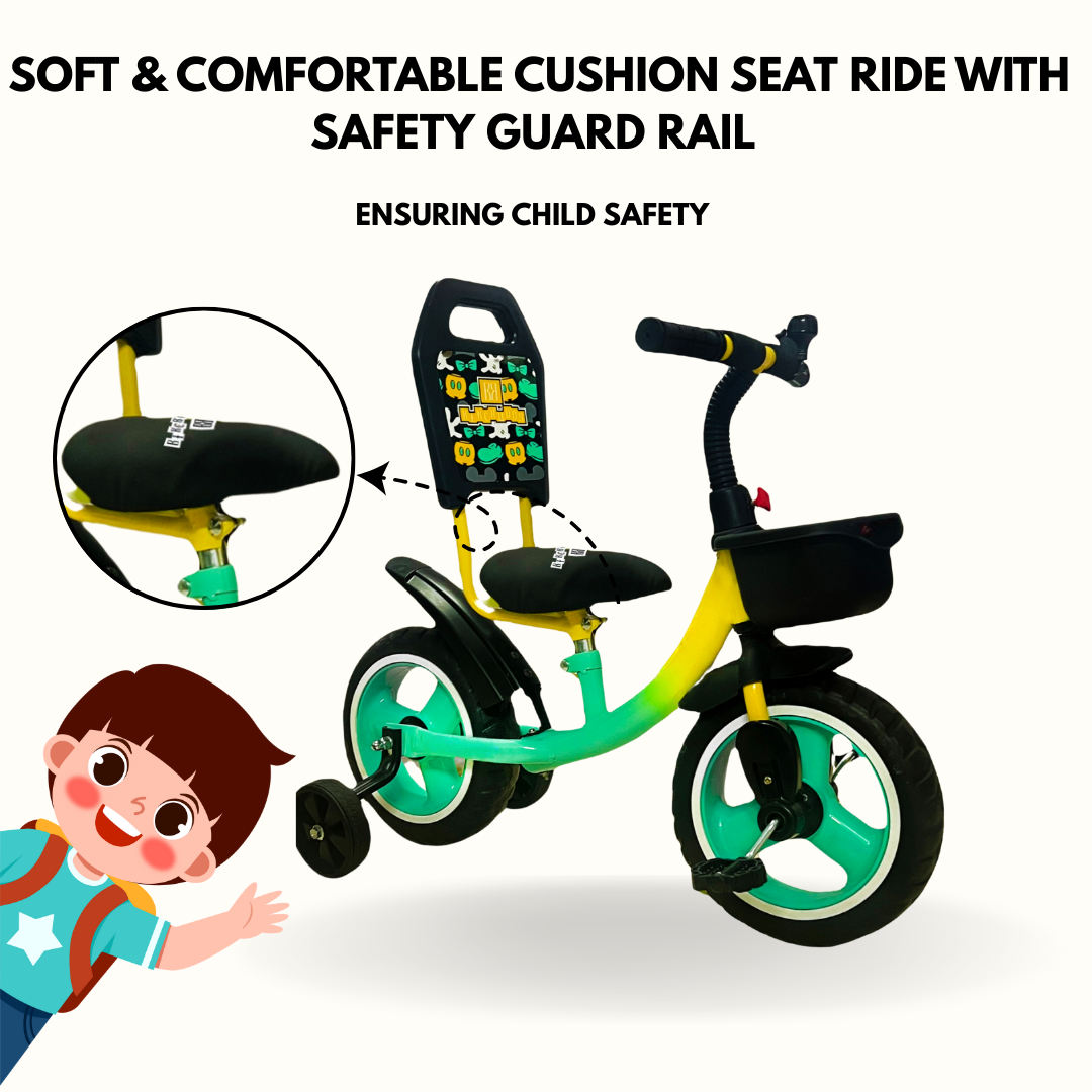 Keppz Boom Ride Kid s Tricycle with Backrest & Side Wheels Gradient. - Keppz