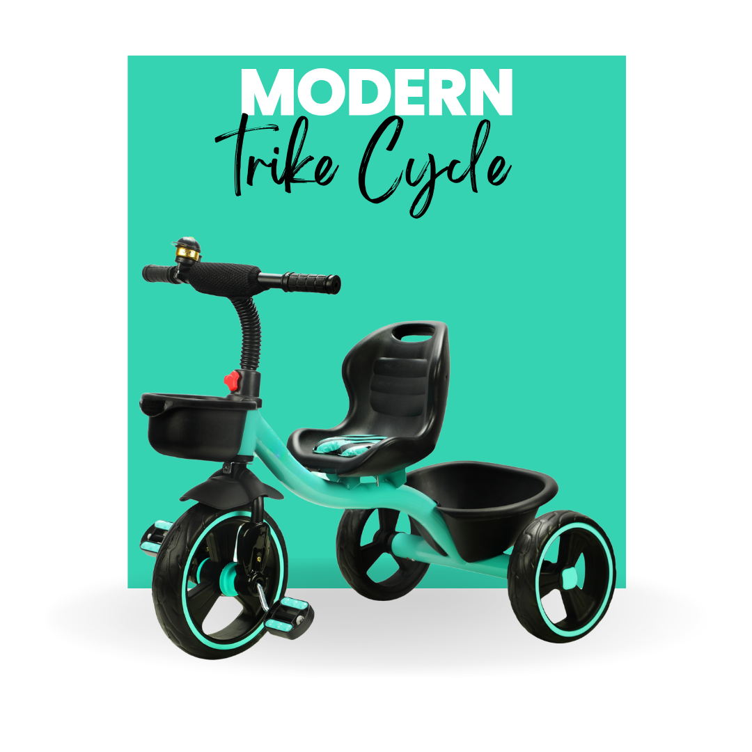Keppz Kids Pedal Tricycle with Bell, Ergonomic Seat, and Rear Storage Basket. - Keppz
