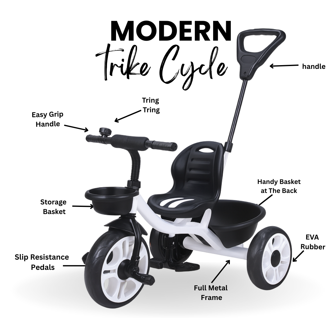 Keppz Lightweight Baby Tricycle with Push Handle and Storage Basket. - Keppz