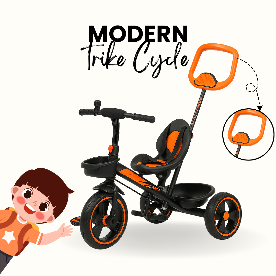 Keppz Kids Tricycle with Parental Control Handle  Foldable Baby Trike for 1.5 Years, with Storage Basket & Safety Belt. - Keppz