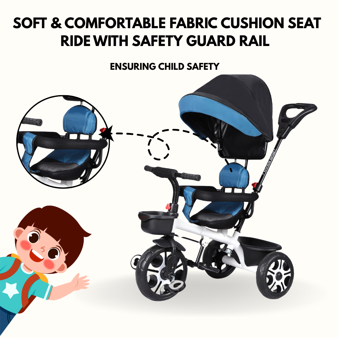 Keppz 3-in-1 Luxury Baby Trike with Canopy, Red & Black Tricycle - Keppz