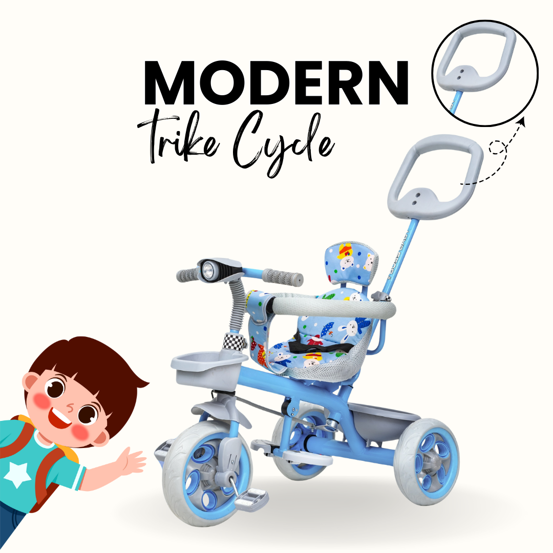 Keppz Cute Baby Tricycle for Kids  Adjustable Handle, Storage Basket & Cushioned Seat - Keppz