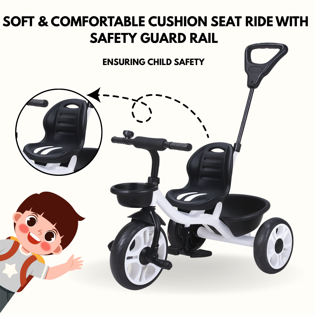Keppz Lightweight Baby Tricycle with Push Handle and Storage Basket. - Keppz