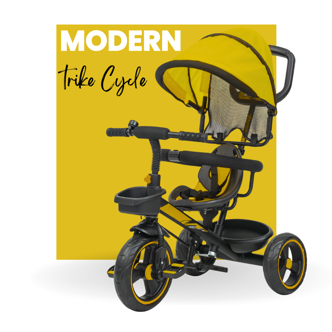 Keppz 4-in-1 Baby Tricycle with Canopy, Push Handle, Safety Harness, and Storage Basket. - Keppz
