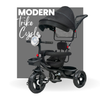 Keppz 4-in-1 Baby Tricycle with Headlight, Canopy, Safety Harness, and Push Handle.