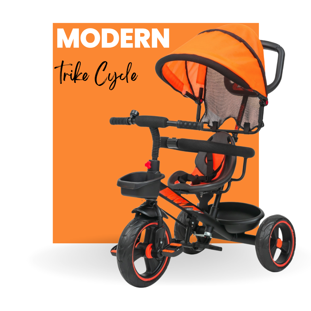 Keppz 4-in-1 Baby Tricycle with Canopy, Push Handle, Safety Harness, and Storage Basket. - Keppz