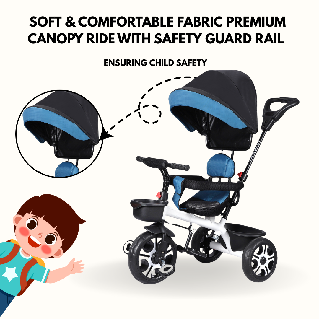 Keppz 3-in-1 Luxury Baby Trike with Canopy, Red & Black Tricycle - Keppz