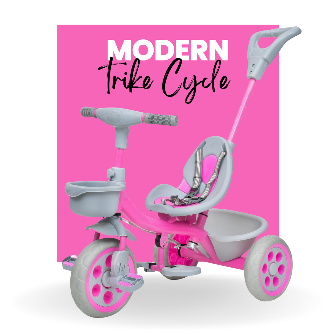 Keppz Compact Kids Tricycle with Push Handle & Seat Belt  Lightweight Baby Trike for 1.5 Years with Storage Basket. - Keppz