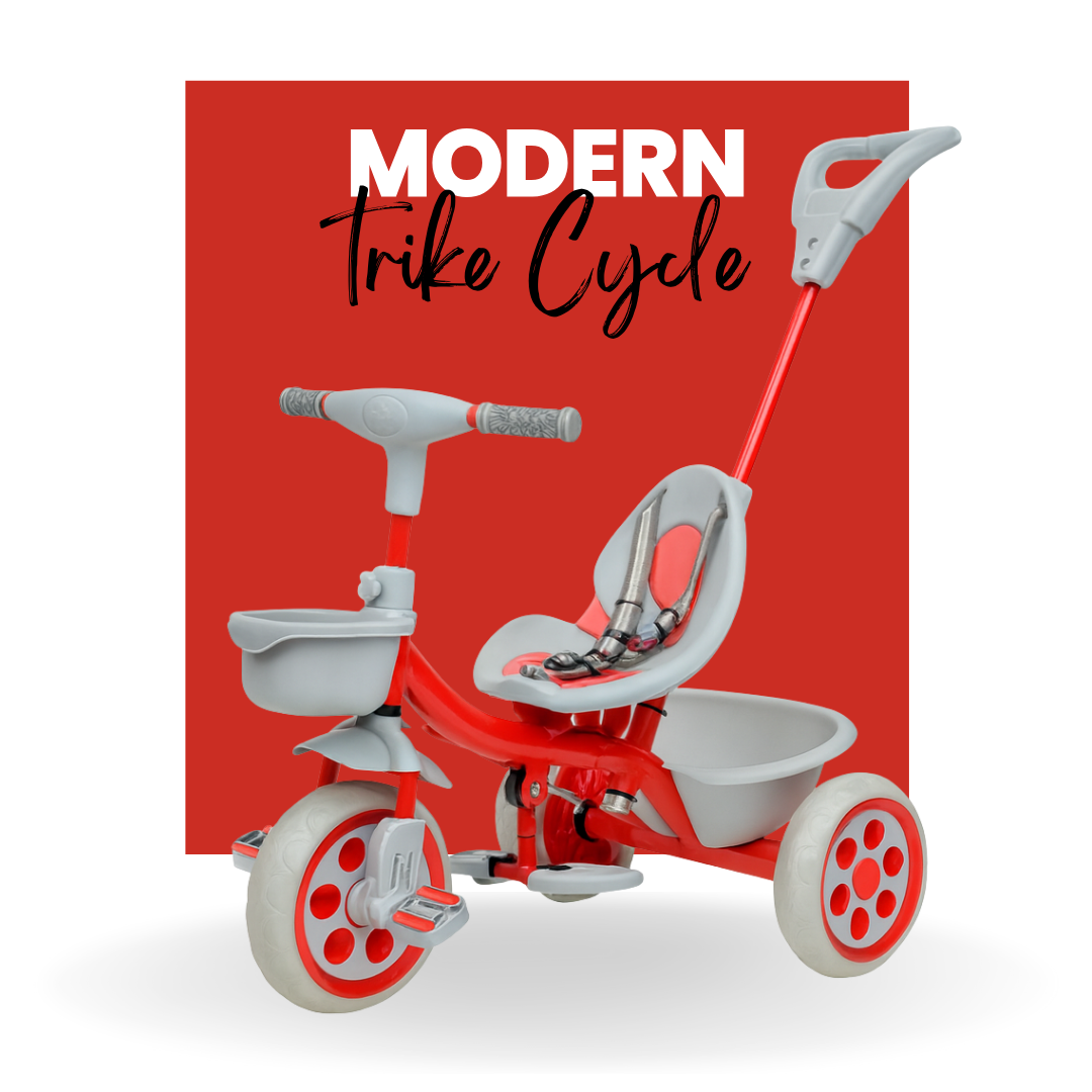 Keppz Compact Kids Tricycle with Push Handle & Seat Belt  Lightweight Baby Trike for 1.5 Years with Storage Basket. - Keppz
