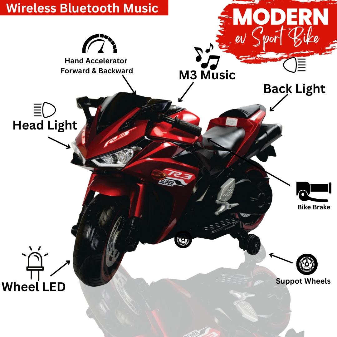 Keppz, Sports Ride-On Bike with Music, LED Lights, and Support Wheels  R3 Design. - Keppz