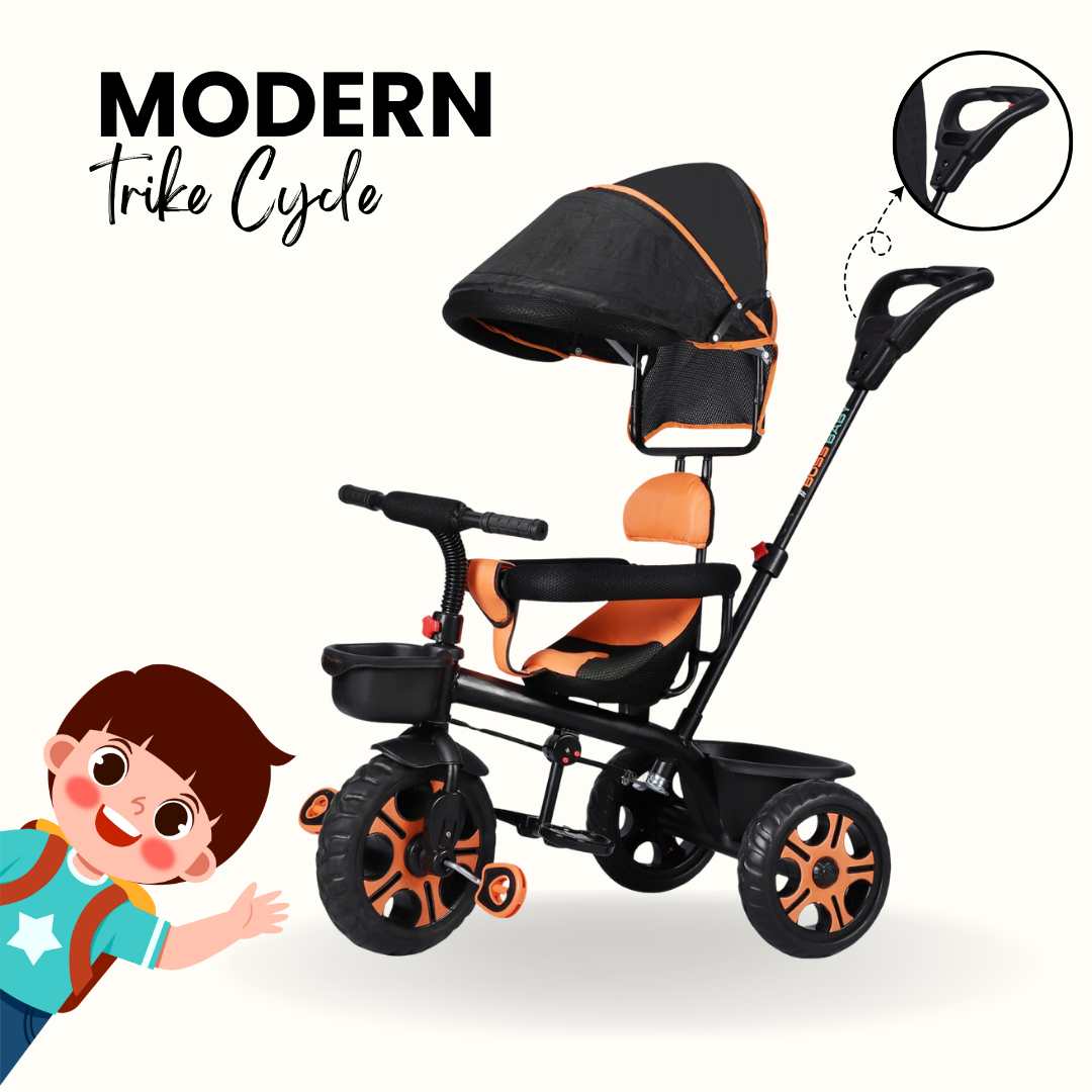 Keppz 4-in-1 Kids Tricycle with Canopy, Safety Harness & Parent Push Handle.