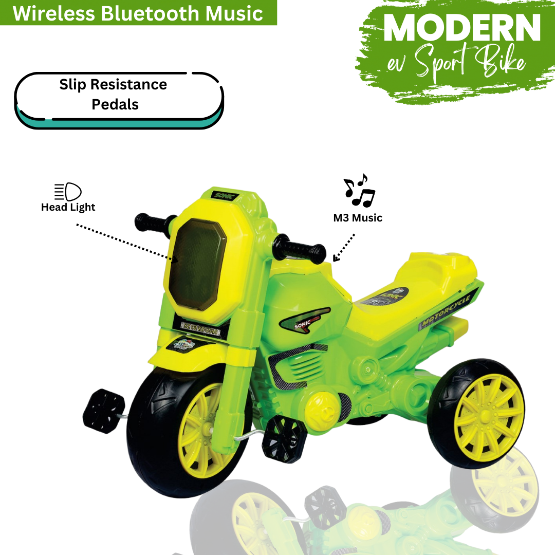 Keppz Sonic Style Ride-On Motorcycle Tricycle with Pedals for Kids.